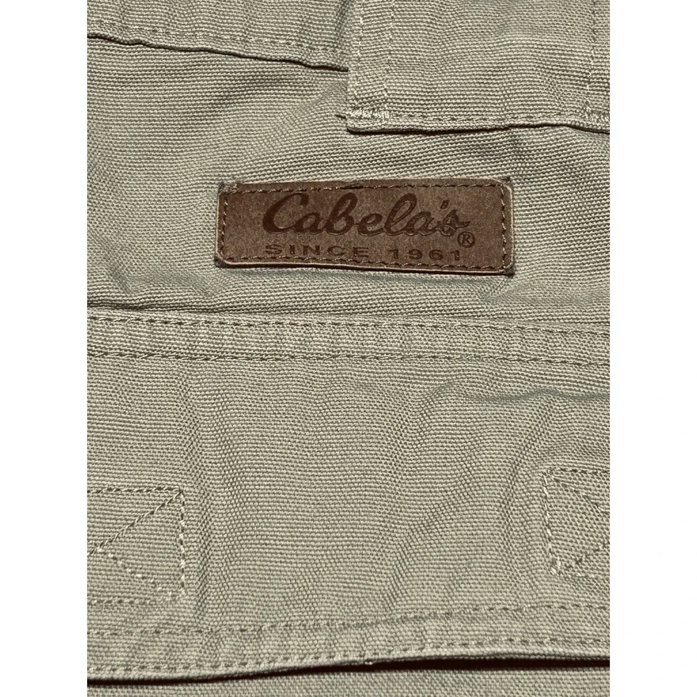Men's‎ Cabelas Double Knee Cargo Pants Sz 36W 33 L Beige Straight Leg